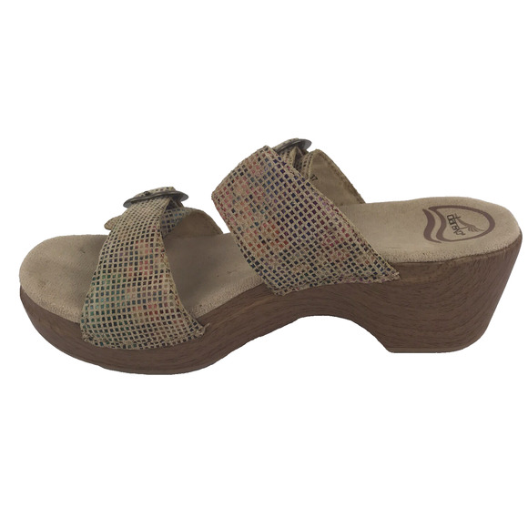 Dansko Sandals Sophie Stained Glass Sand Clogs Slides Leather Block Heel Size 37 - Picture 10 of 16